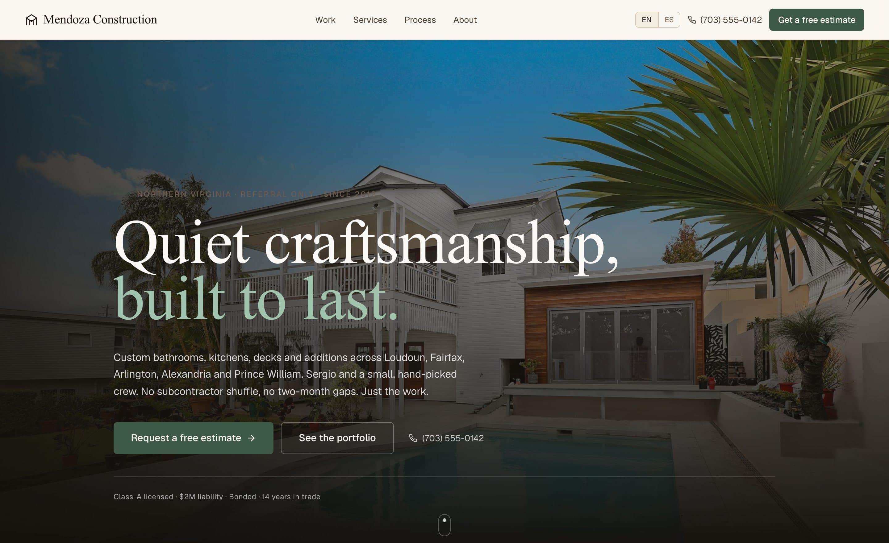 Mendoza Construction & Remodeling — live demo site preview